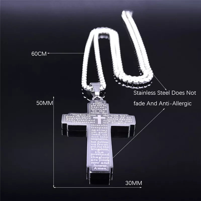 collier croix homme PRIÈRE NOTRE PÈRE