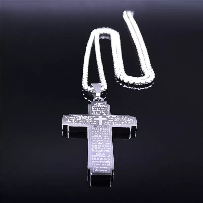 collier croix homme PRIÈRE NOTRE PÈRE