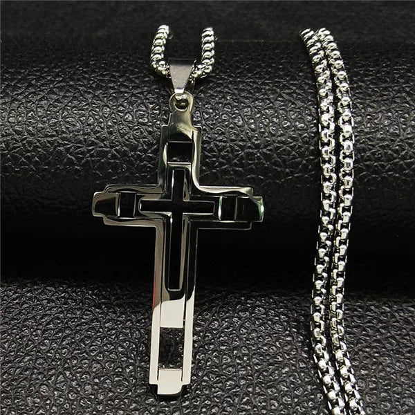 collier croix homme argent