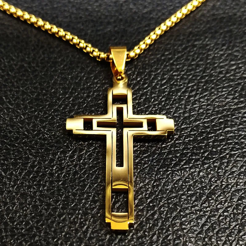 collier croix homme