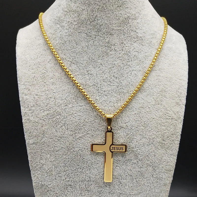 collier croix homme jesus or