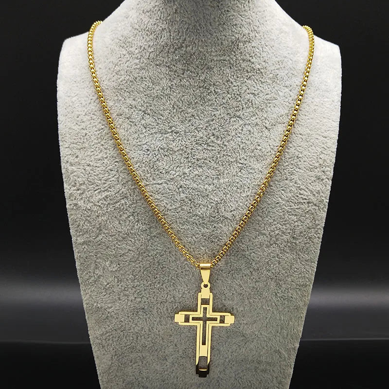 collier croix homme