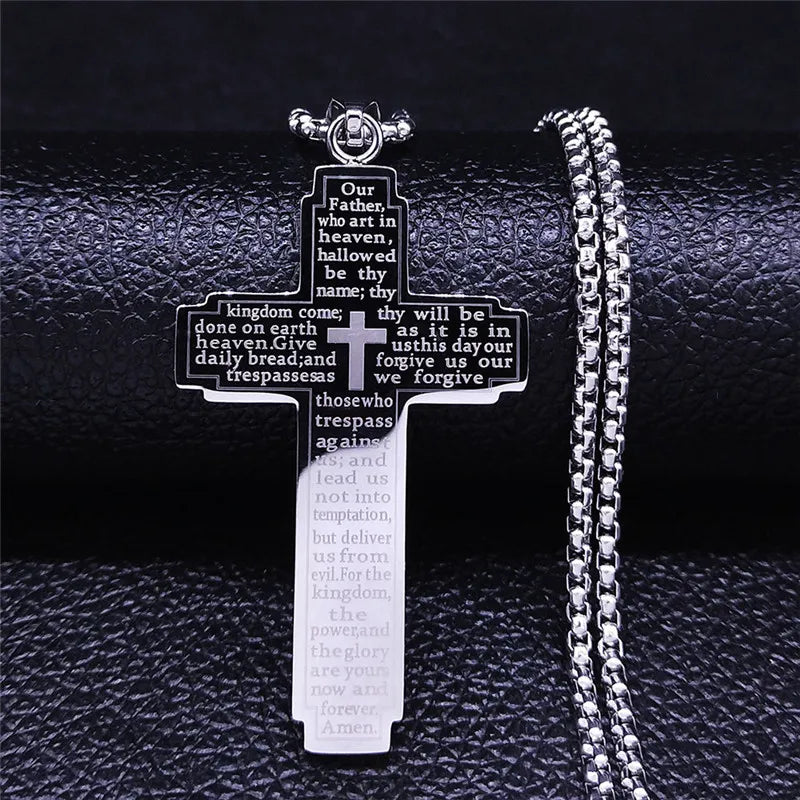 collier croix homme PRIÈRE NOTRE PÈRE