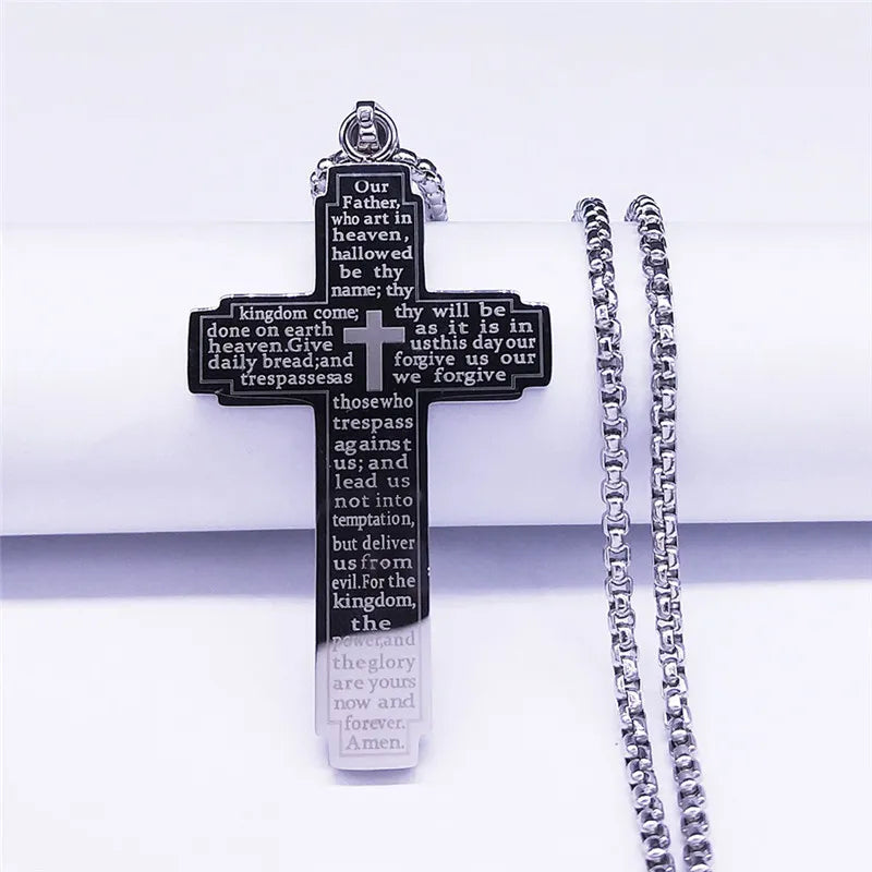 collier croix homme PRIÈRE NOTRE PÈRE