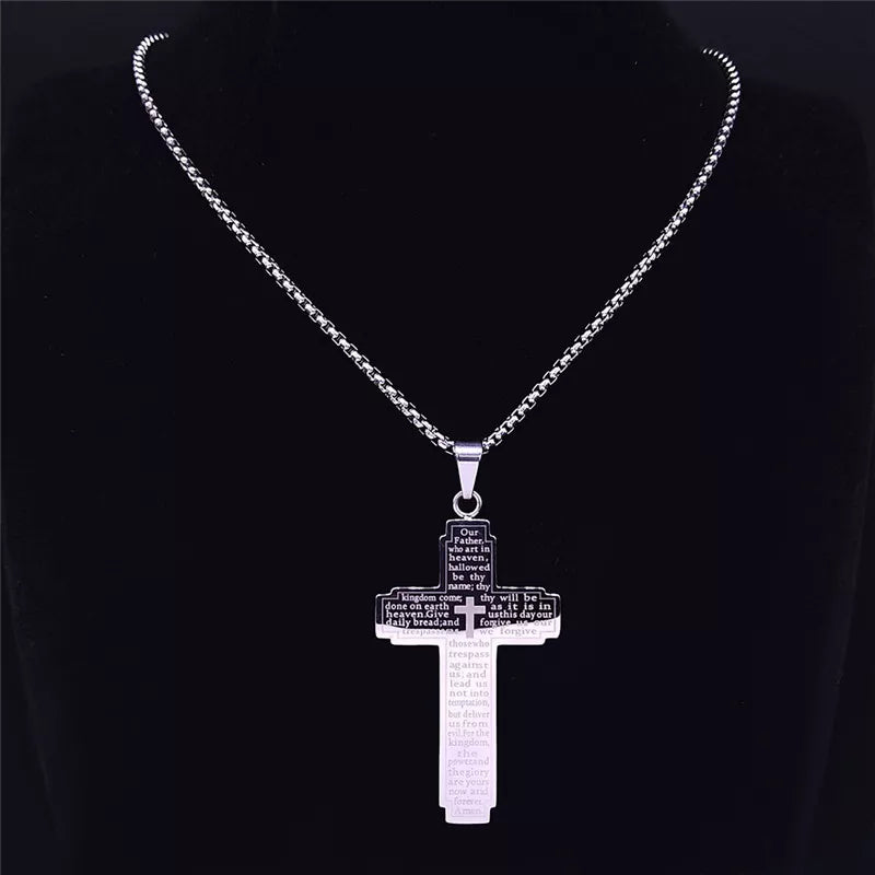 collier croix homme PRIÈRE NOTRE PÈRE