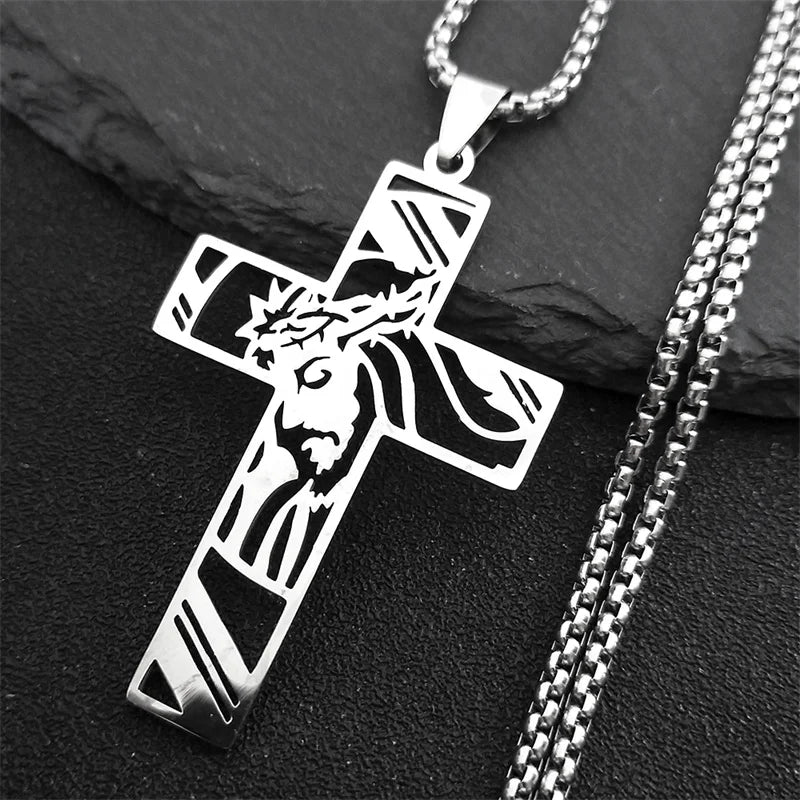 collier croix homme femme couronne epines