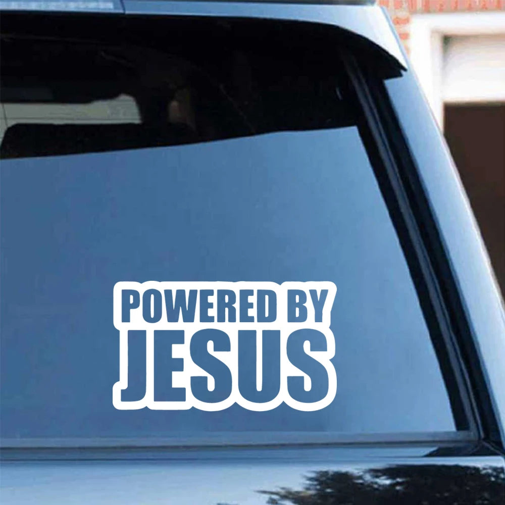 powered by jesus autocollant chretien