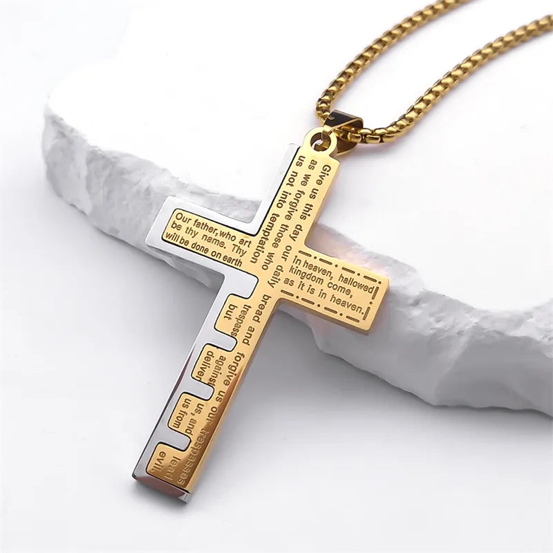 collier croix priere notre pere cadeau