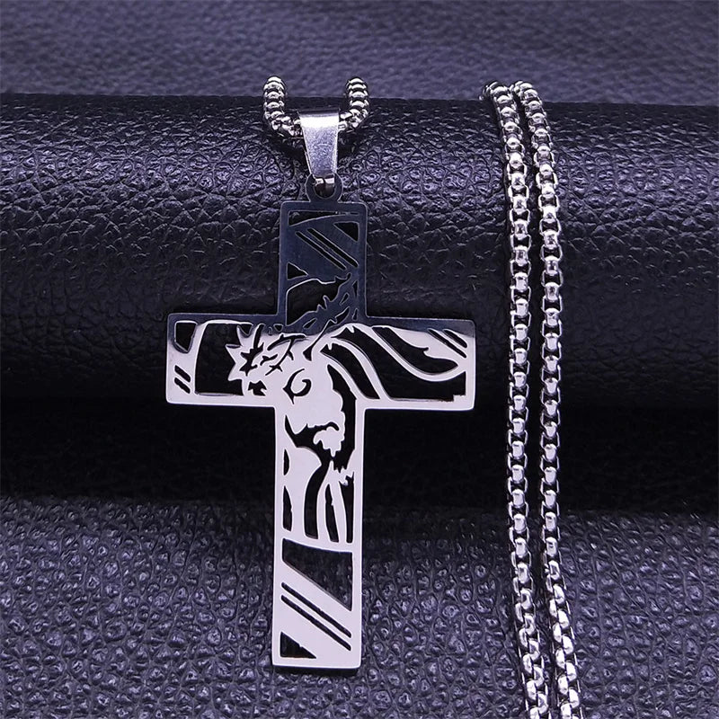 collier croix homme femme couronne epines