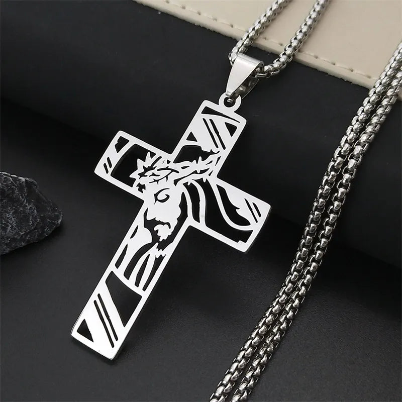 collier croix homme femme couronne epines