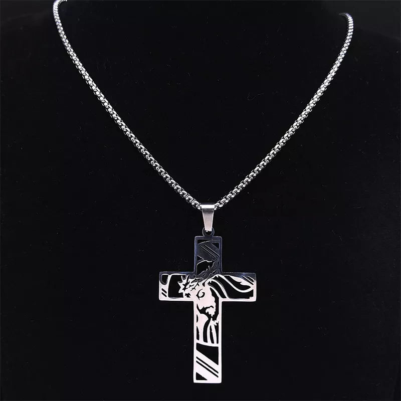 collier croix homme femme couronne epines