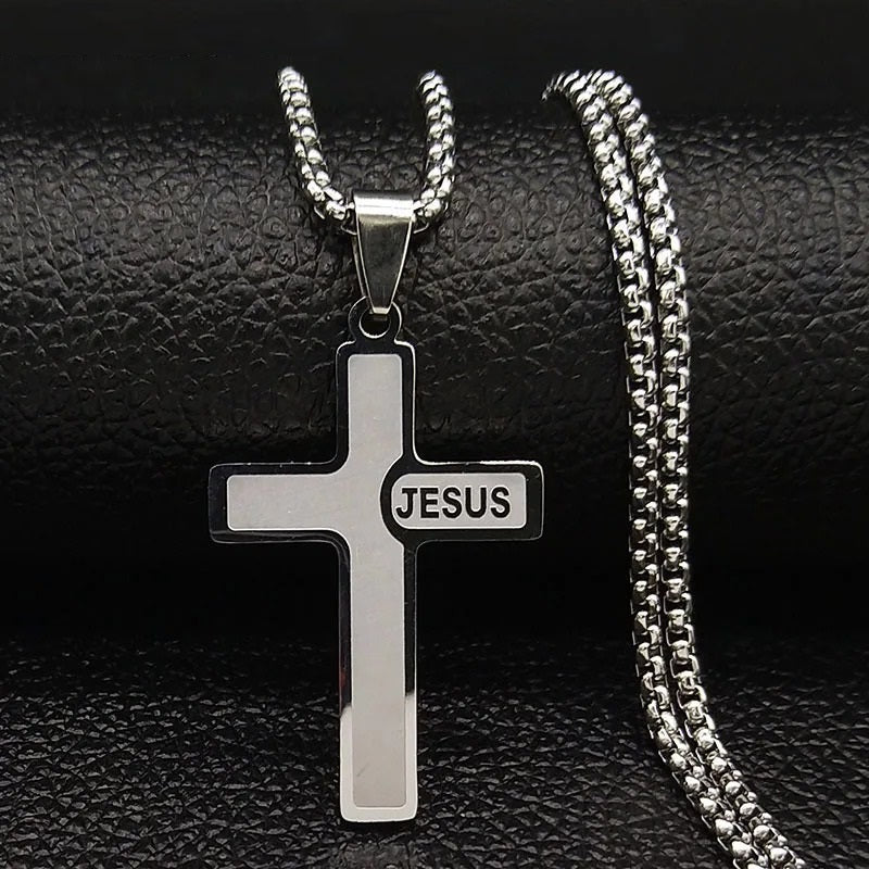 collier croix homme jesus argent