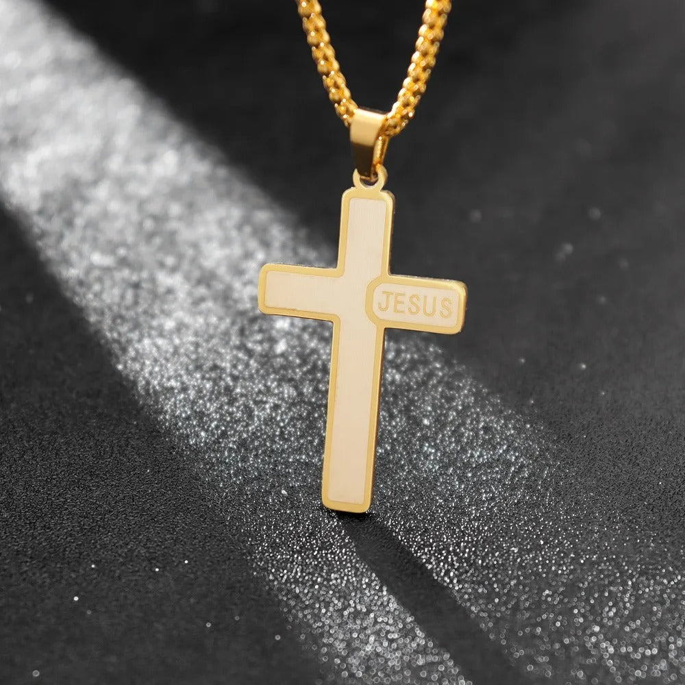 collier croix homme jesus style